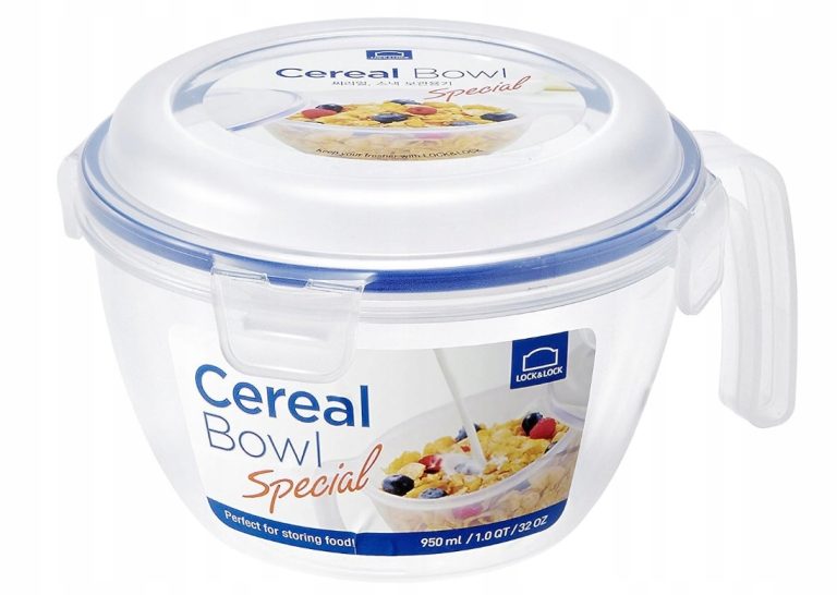 OKRĄGŁY POJEMNIK Z RĄCZKĄ NA ŻYWNOŚĆ PŁATKI OWSIANE I INNE 950ml Lock&Lock