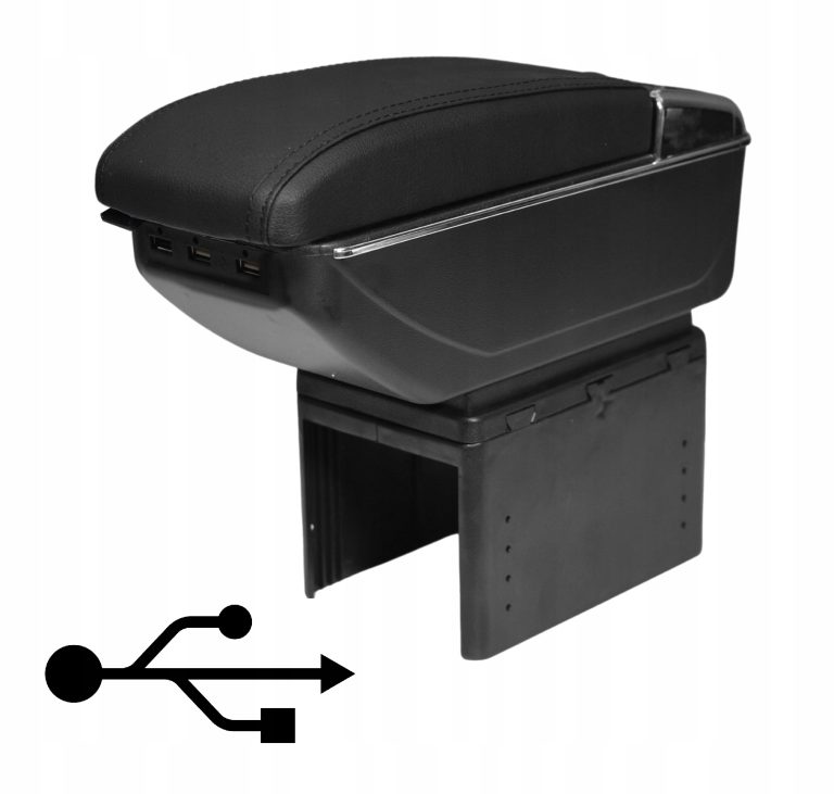 PODŁOKIETNIK UNIWERSALNY ZE SCHOWKIEM 7 X GNIAZDO USB CZARNY